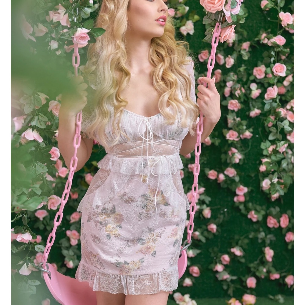 NWT❤️ For Love & Lemons NOLA Silk Mini Lace Dress